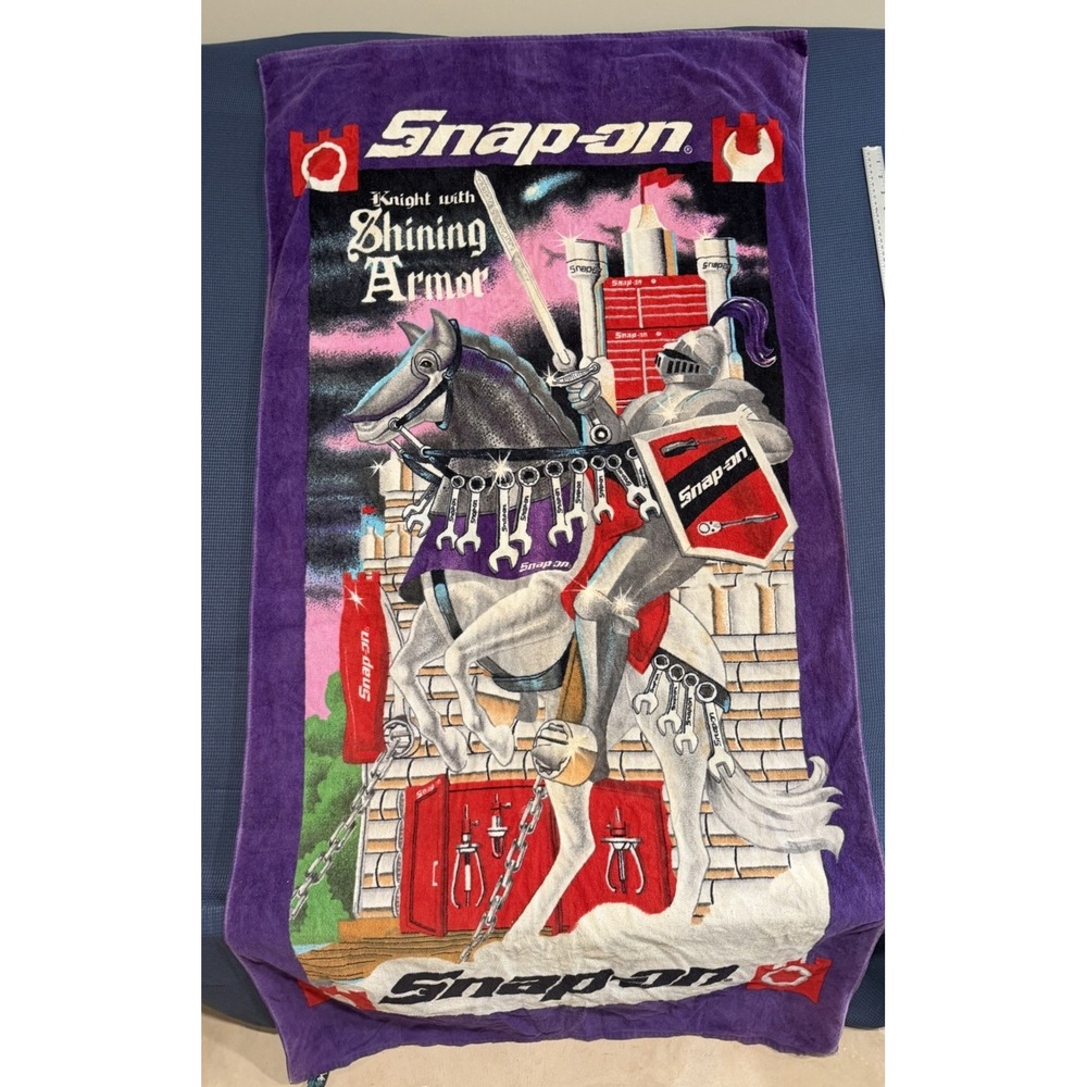 Snap-On Knight Shining Armor Beach Towel  Vintage Swingster Rare Tools Wrench